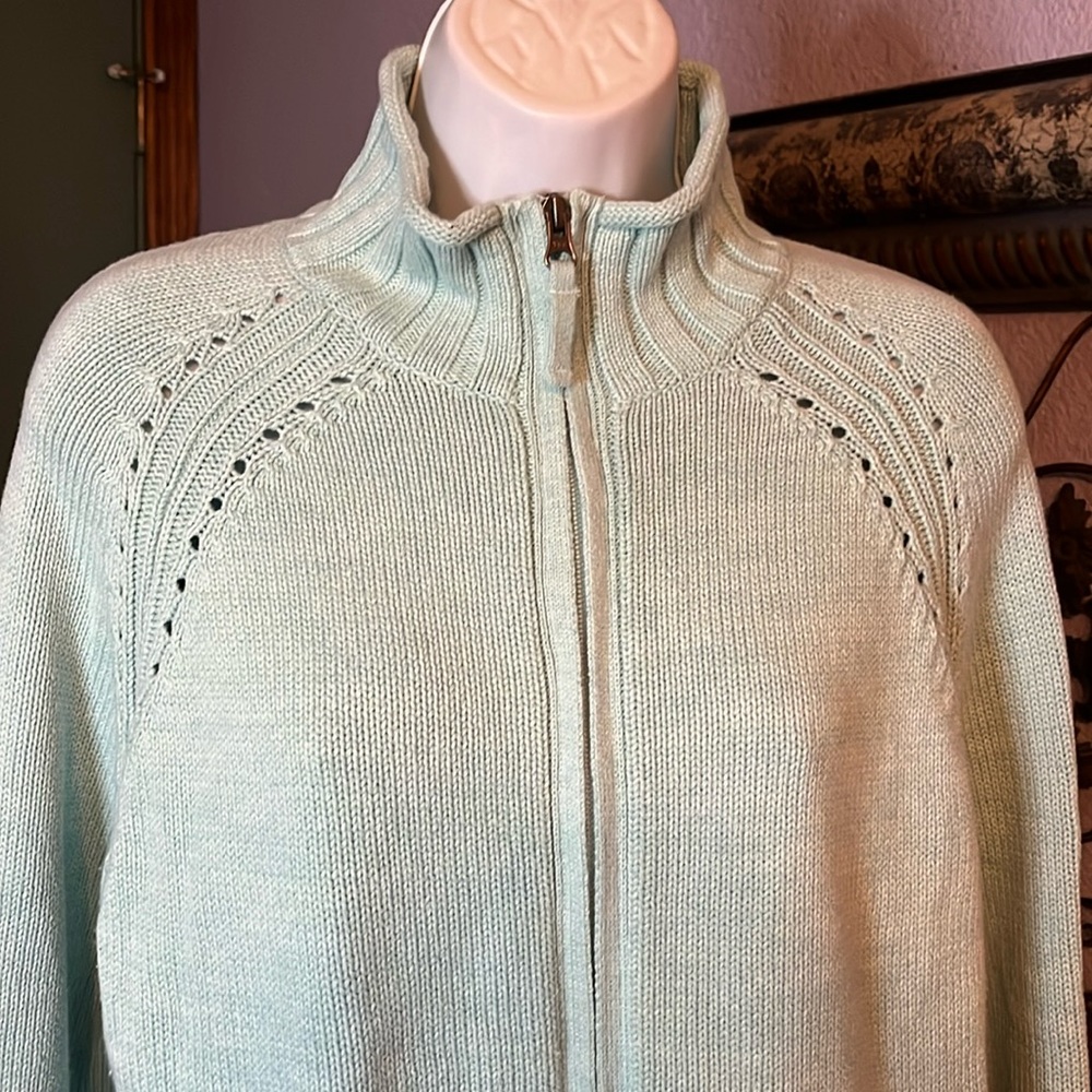 Cozy/warm Eddie Bauer light green zip sweater Sz L